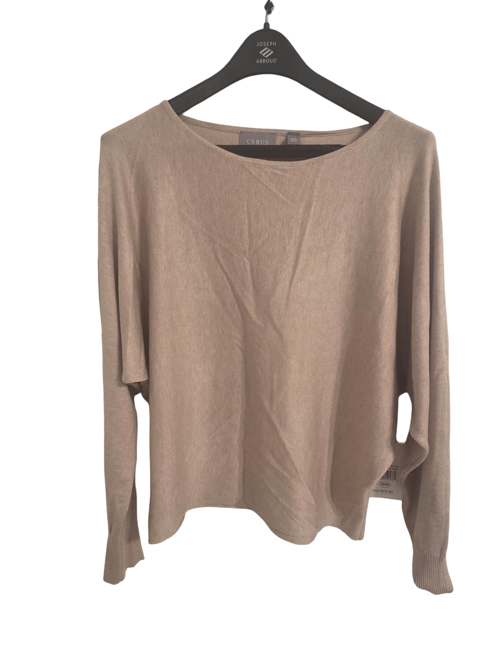 Cyrus Taupe Long-Sleeve Knit Top - Classic Crewneck